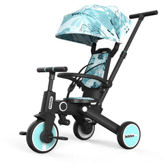 Birthday Gift-7 in1 Smart Folding Two-way Kid Trike Bike/ Stroller-Blue
