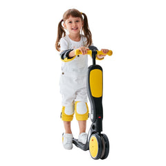 Birthday Gift Yellow Convertible 3-in-1 Balance Bike, Tricycle & Scooter for Aged 1-3-6 Years Old