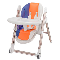 Multifunctional Adjustable Baby High Chair With Dining Table & Wheels -Orange  Multifunctional Adjustable Baby High Chair With Dining Table & Wheels -Orange