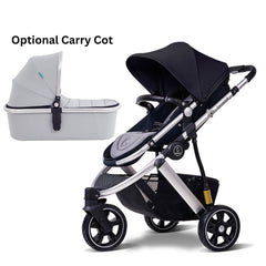 Black Three Wheels Baby Stroller Baby Pram with grey carry cot Black Three Wheels Baby Stroller Baby Pram with grey carry cot