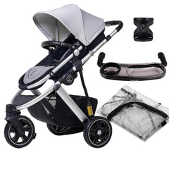 Three Wheels Baby Stroller with All Accessories-Preium Grey Three Wheels Baby Stroller with All Accessories-Preium Grey