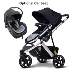 Black Three Wheels Baby Stroller Baby Pram with black car seat Black Three Wheels Baby Stroller Baby Pram with black car seat