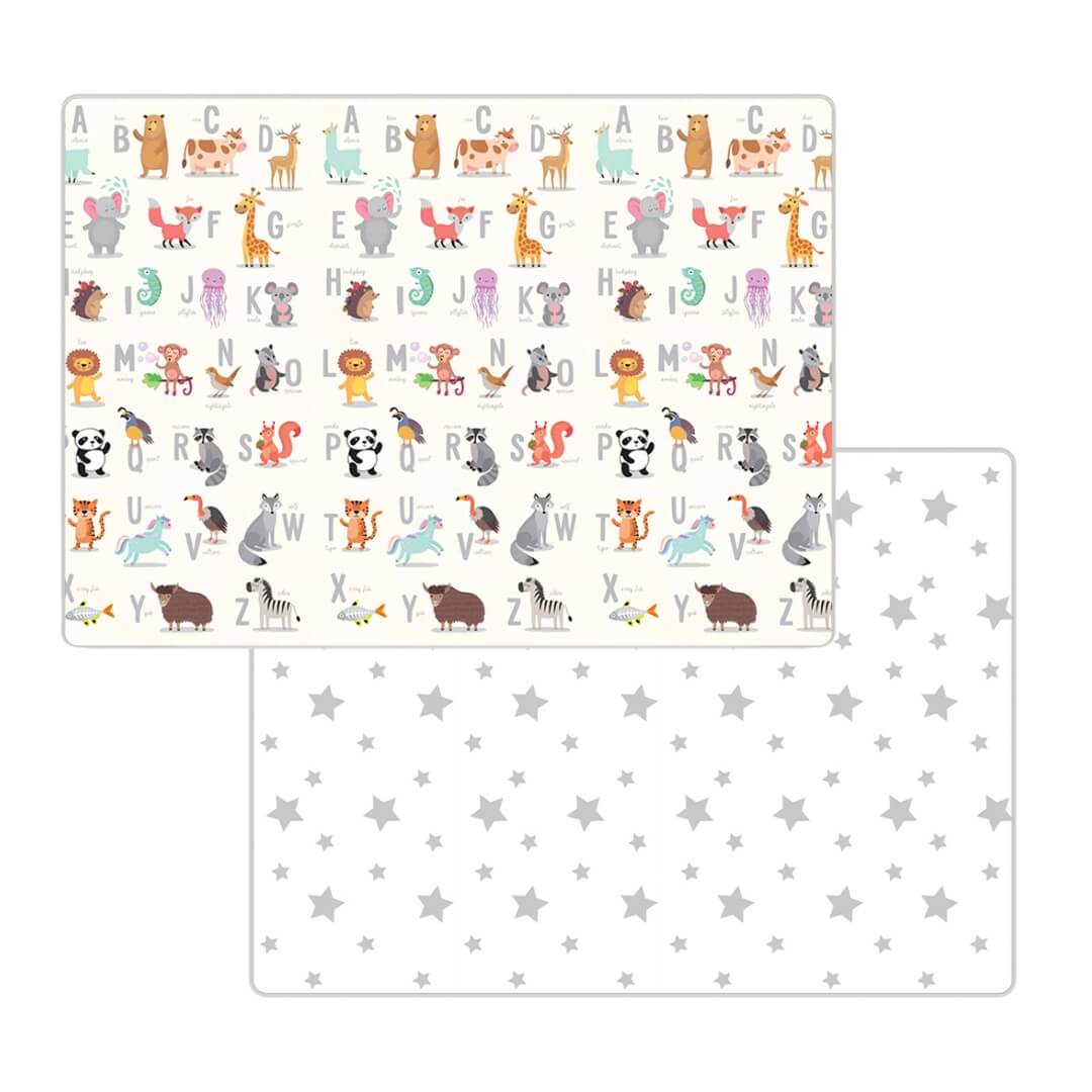 200x150x1 cm Foldable Baby Playmat with Carry Bag - Animals & Stars Sides-E