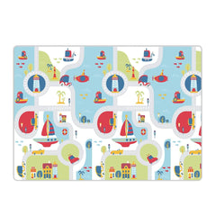 200x180x1 cm Foldable Baby Playmat with Carry Bag - City Road & Ship Double Sides-C