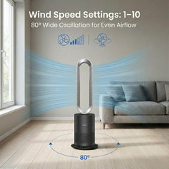 3 in 1 Air Purifier Fan Pureflow black with 80 degree wide oscillation and adjustable wind speed