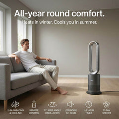 3 in 1 Air Purifier Fan Pureflow black providing all year comfort with heating and cooling at home