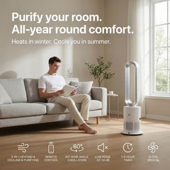 3 in 1 Air Purifier Fan Pureflow providing all year comfort with heating cooling and air purification at home