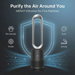 3 in 1 Air Purifier Fan Pureflow black with HEPA11 filtration helping reduce dust pollen smoke and pet dander