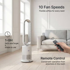 3 in 1 Air Purifier Fan Pureflow with remote control fan speed adjustment and 1 to 9 hour timer