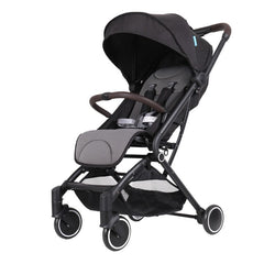 Four Wheels Lightweight Folding Baby Stroller Extra with Hidden Blackout Curtain-Black