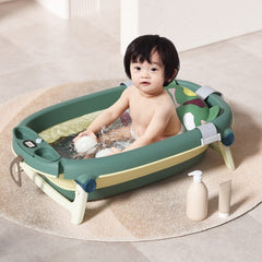 Foldable Baby Bath Tub & Bath Net -Avocado Green