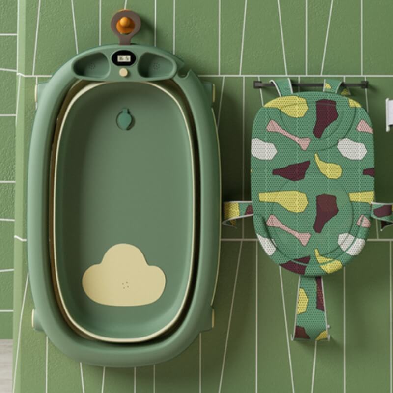 Foldable Baby Bath Tub & Bath Net -Avocado Green
