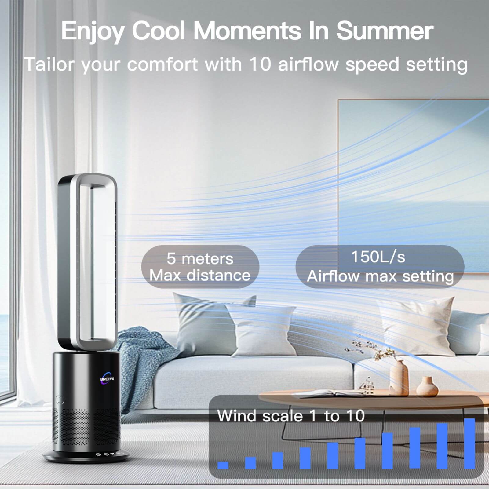 Bladeless Cooling Fan Heater Air Purifier