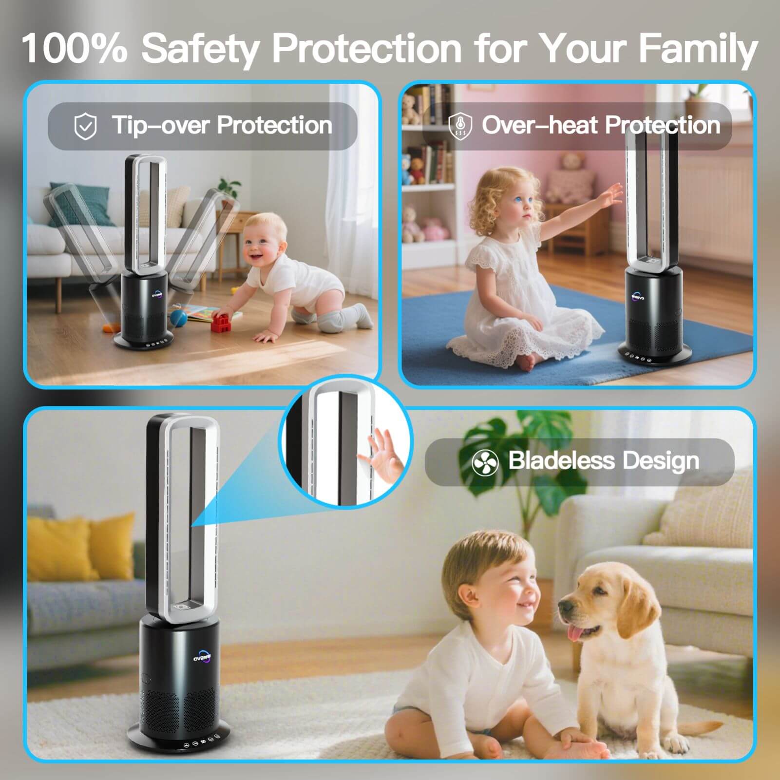 Bladeless Cooling Fan Heater Air Purifier