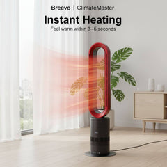Breevo ClimateMaster instant heating device in a room with a plant and window.