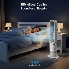 Bladeless Fan Heater NZ – 2-In-1 Hot & Cool Tower Fan | ClimateMaster | Silver/White