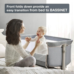 Light Grey Portable & Adjustable Baby Crib/ Baby Bassinet Bedside Sleeper