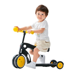 Christmas Gift Yellow Convertible 3-in-1 Balance Bike, Tricycle & Scooter for Aged 1-3-6 Years Old