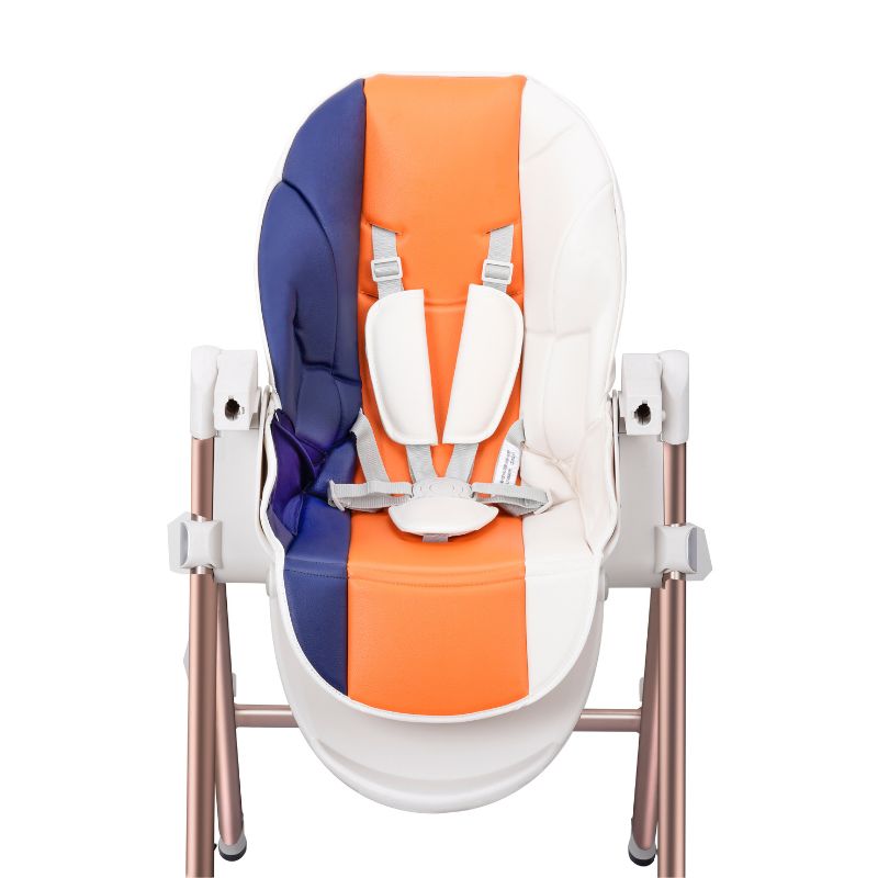 Multifunctional Adjustable Baby High Chair With Dining Table & Wheels -Orange 
