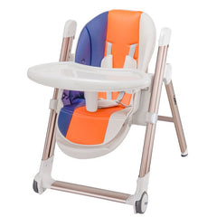 Multifunctional Adjustable Baby High Chair With Dining Table & Wheels -Orange 