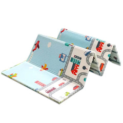 180x150x1 cm Foldable Baby Playmat with Carry Bag - Bear & Line Both Sides-H