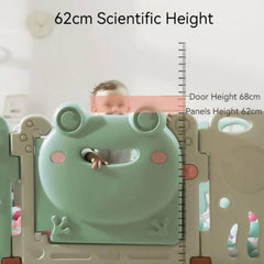 Luxurious Baby Playpen 16+2 Panels (Little Froggy-Green)