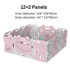 Luxurious Baby Playpen 12+2 Panels (Little Froggy-Pink)