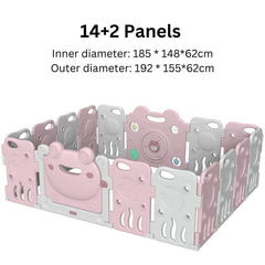 Luxurious  Baby Playpen 14+2 Panels (Little Froggy-Pink)