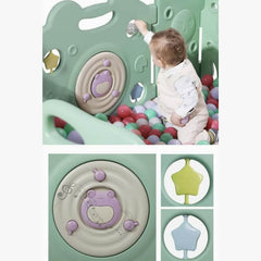 Luxurious Baby Playpen 16+2 Panels (Little Froggy-Green)