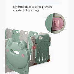 Luxurious Baby Playpen 16+2 Panels (Little Froggy-Green)