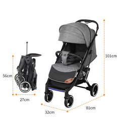 Dearst Four Wheels Lightweight Folding Baby Stroller with Footmuff, Raincover and more-Black