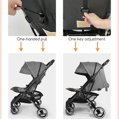 Dearst Four Wheels Lightweight Folding Baby Stroller with Footmuff, Raincover and more-Black