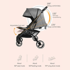 Dearst Four Wheels Lightweight Folding Baby Stroller with Footmuff, Raincover and more-Black