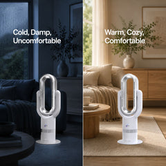 Cold and damp versus warm and calm bedroom heated by Breevo ThermalFlow Pro White
