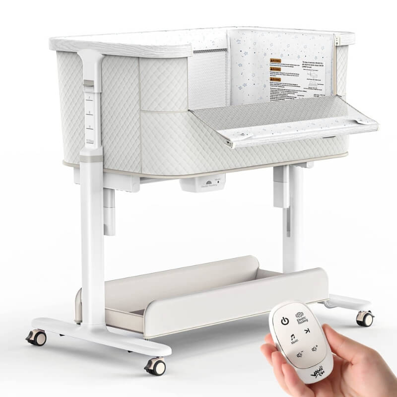 Portable & Adjustable Electric Baby Crib/ Baby Bassinet Bedside Sleeper 2 Rocking Motion With Storage