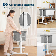 White Portable & Adjustable Electric Baby Crib/ Baby Bassinet Bedside Sleeper 2 Rocking Motion