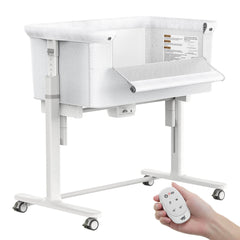 White Portable & Adjustable Electric Baby Crib/ Baby Bassinet Bedside Sleeper 2 Rocking Motion