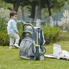 Four Wheels Lightweight Folding Baby Stroller-Grey （Green Wheels）