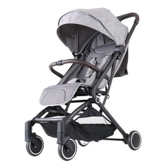 Four Wheels Lightweight Folding Baby Stroller Extra with Hidden Blackout Curtain-Grey