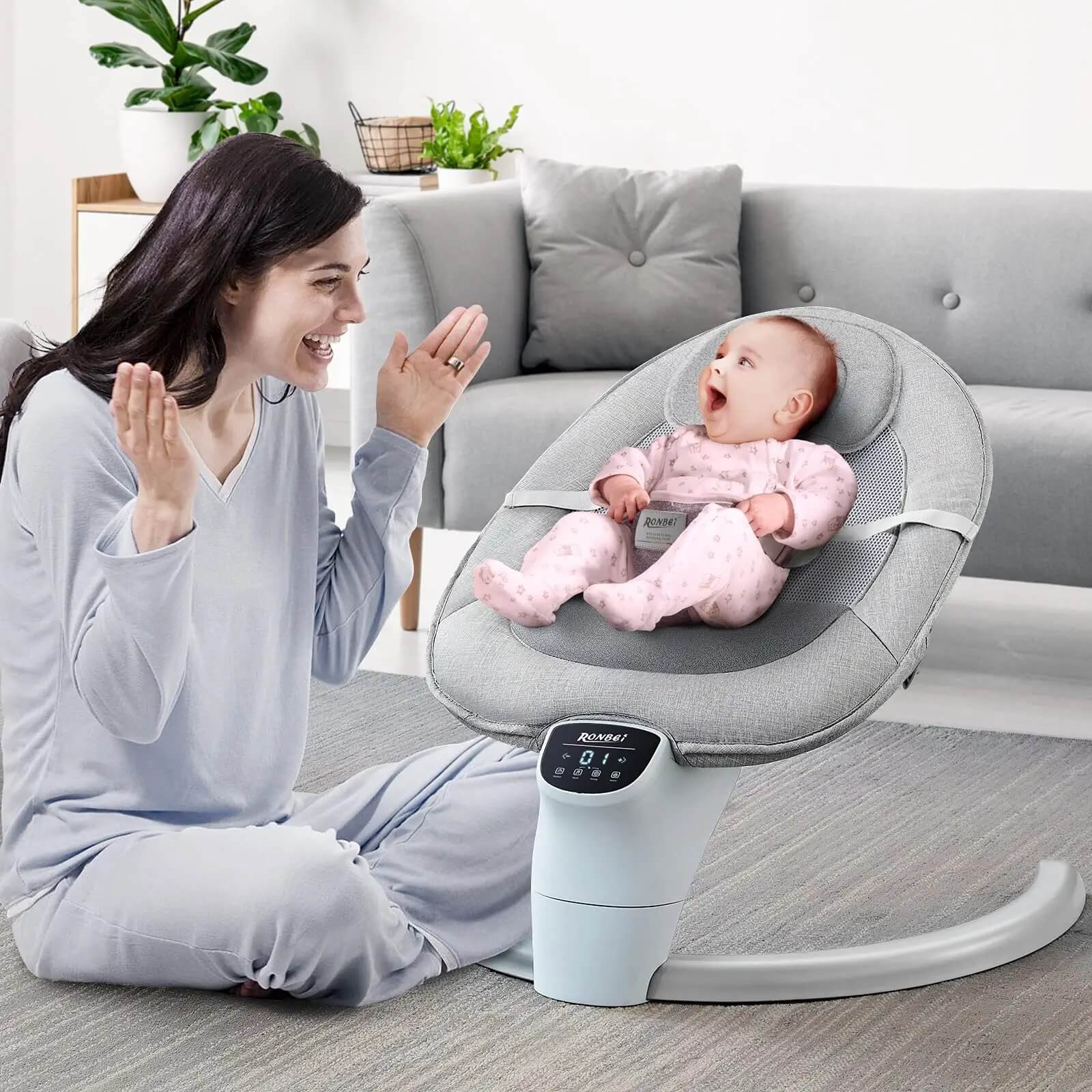 Smart Baby Swing Cradle Rocker/ Bouncer Seat with Dinning Table-Grey ...
