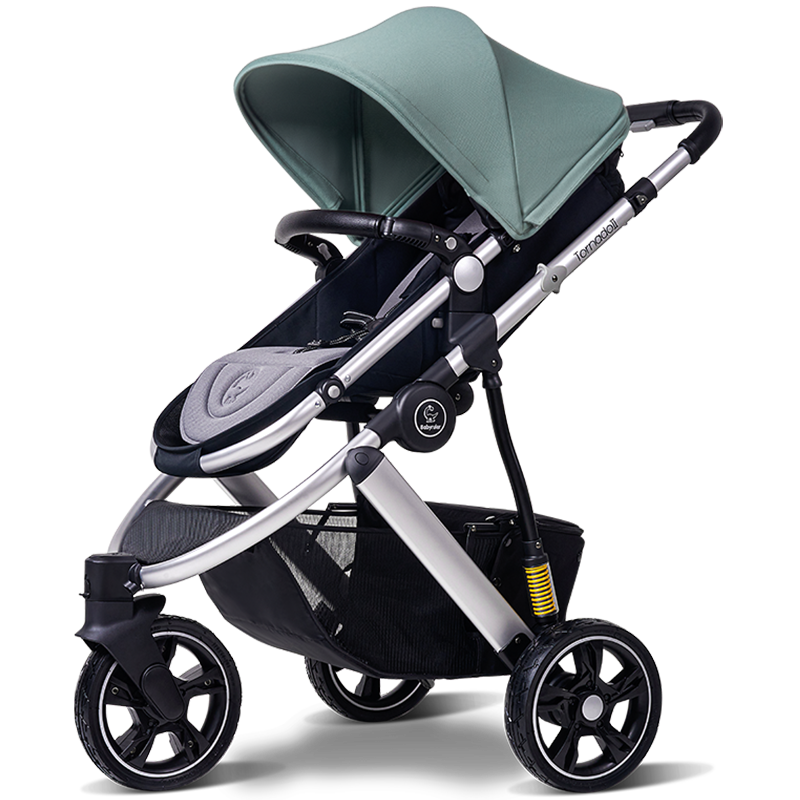 Three Wheels High Landscape Baby Stroller-Green (Promotion)