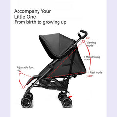 Comfortable & Portable Baby Umbrella Stroller with a Rain Cover-Black