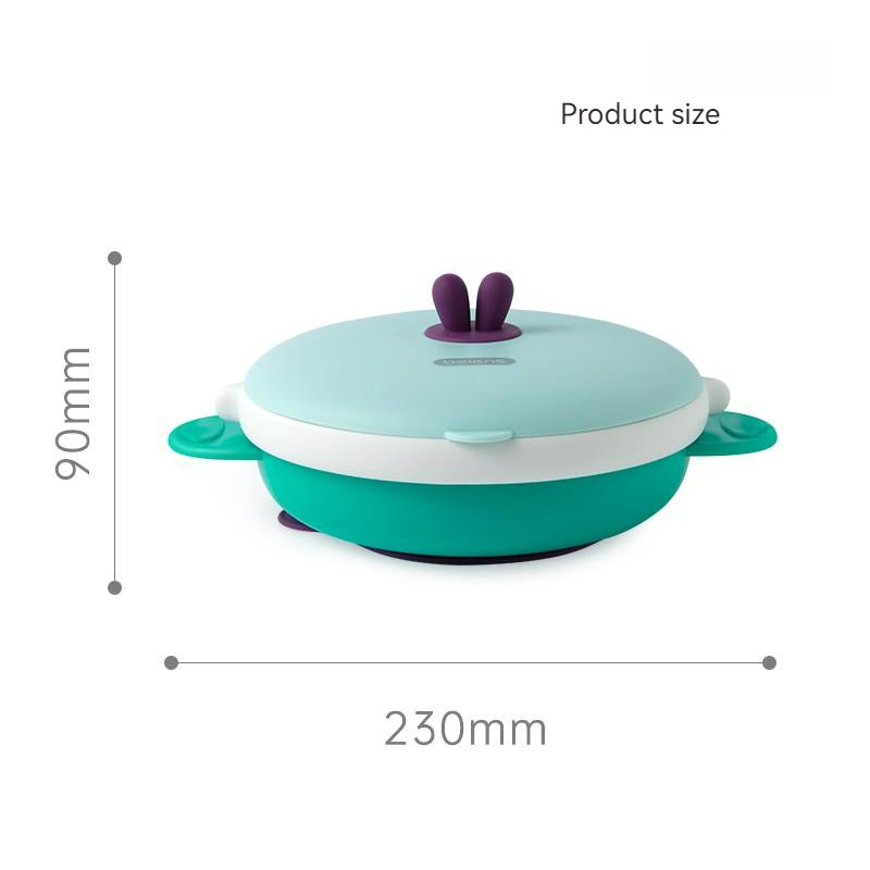 3-Grids Baby Toddler Suction Plate Bowl 4 Pieces Set Stainless Steel size