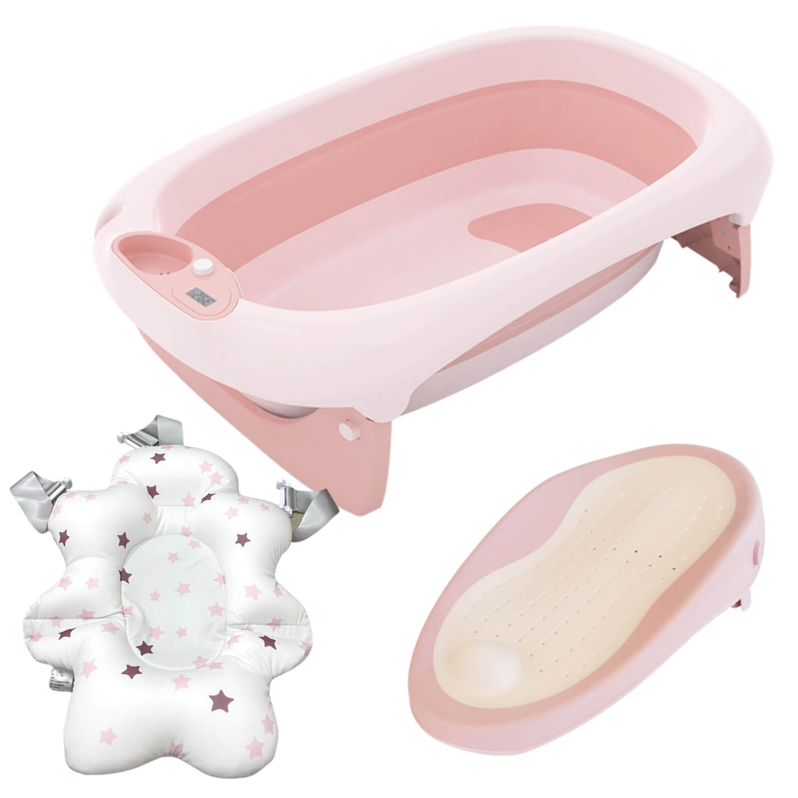 3 in 1 Foldable Baby Bath Tub & Bath Seats -Pink