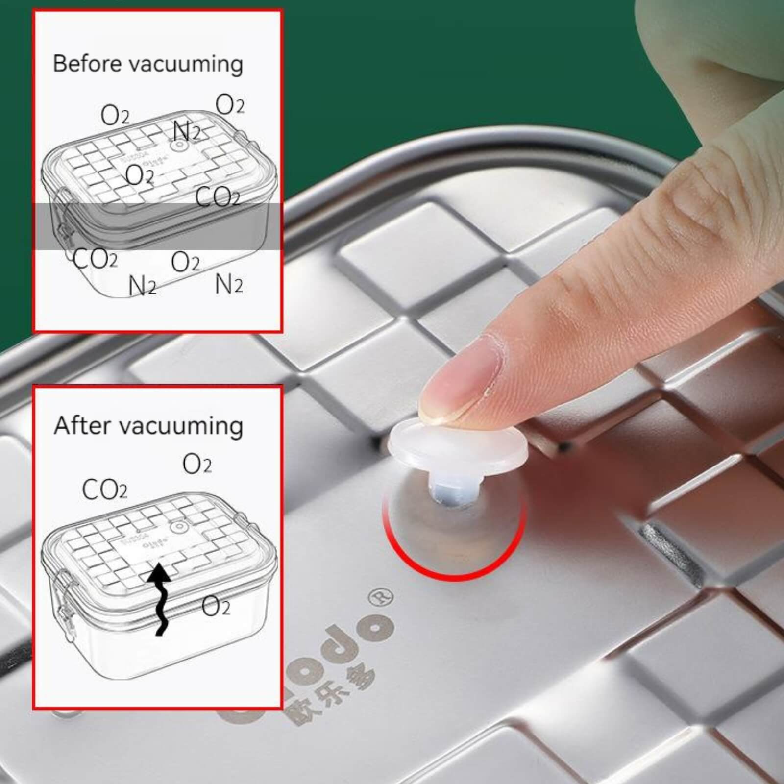 304 Stainless Steel Bento Lunch Box Air Valve before and after