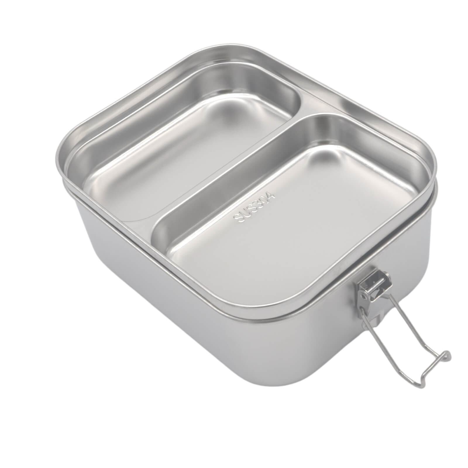 304 Stainless Steel Bento Lunch Box Two Grids
