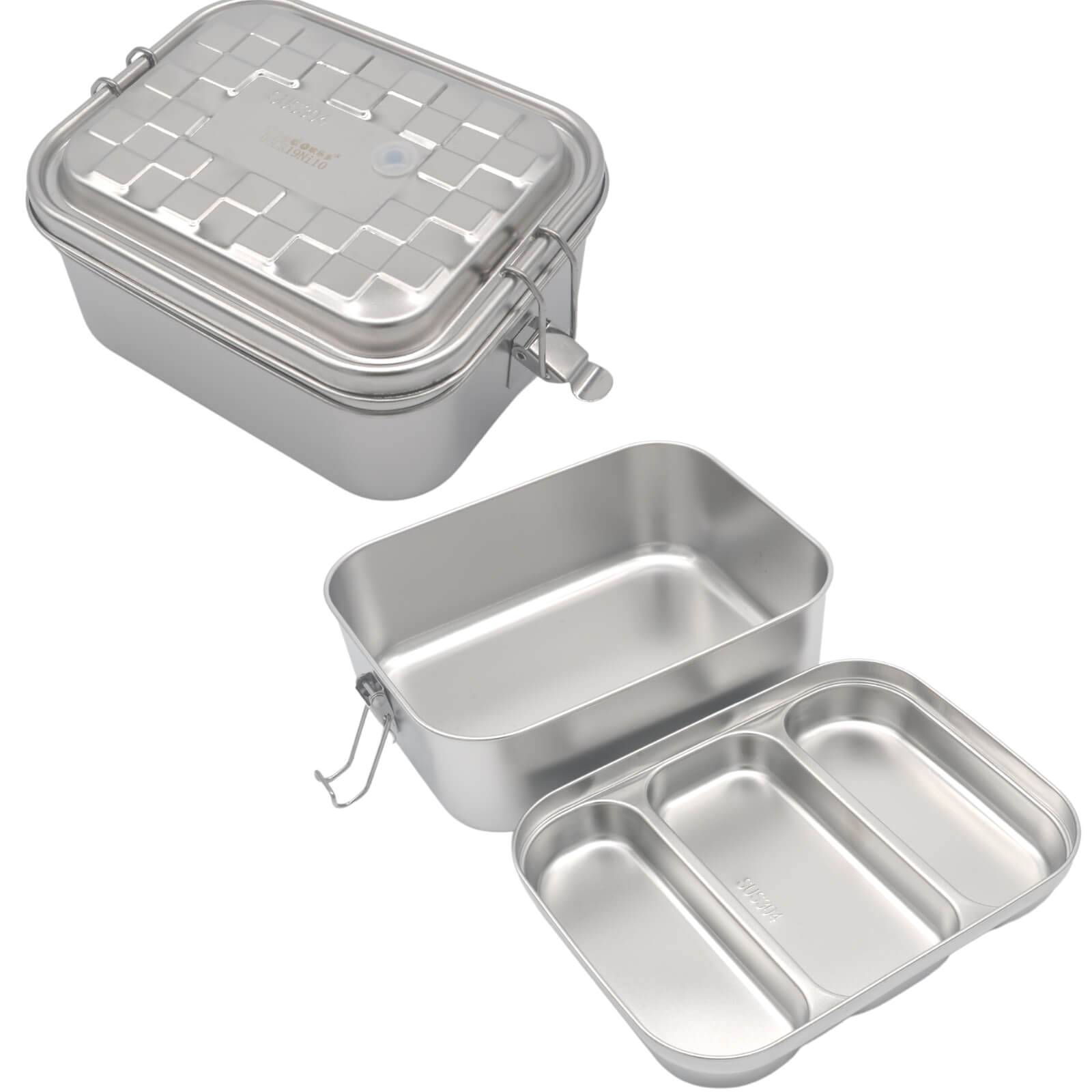  304 Stainless Steel Bento Lunch Box Three Grids details