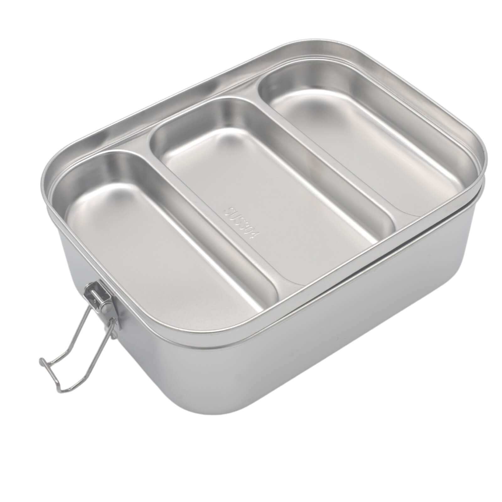  304 Stainless Steel Bento Lunch Box Three Grids internal details