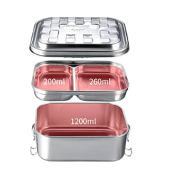 304 Stainless Steel Bento Lunch Box Two Grids