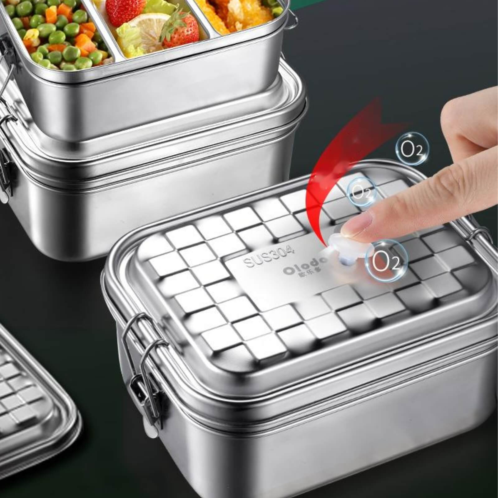 304 Stainless Steel Bento Lunch Box Air Valve
